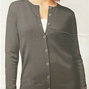 Nicole Miller Womens Metallic Yarn Confetti Cardigan Sweater Charcoal Gray Small